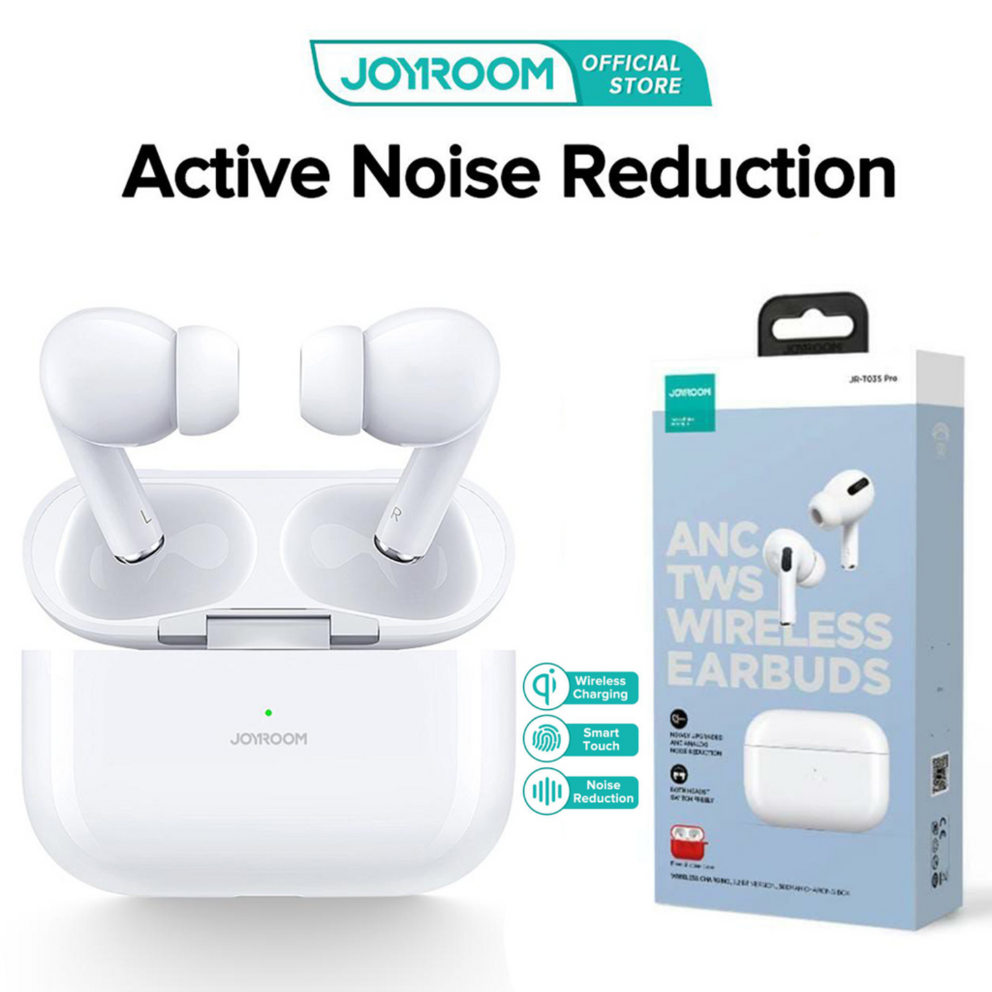 Joyroom JR-T03S Pro – ANC Wireless Earbuds, Smart Touch