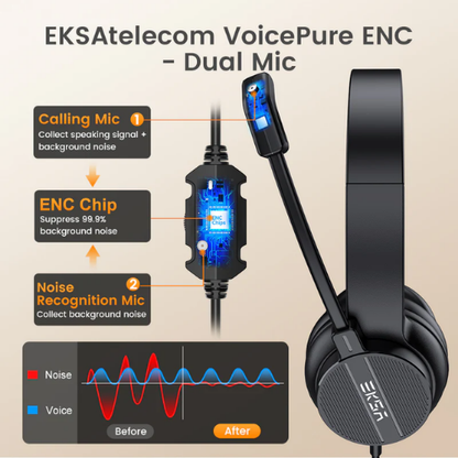 Eksa H12E USB Noise Cancelling Headset with Mic